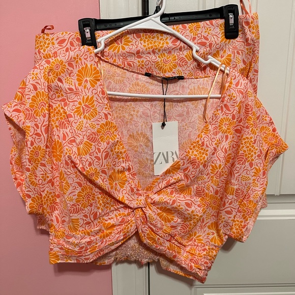 Zara Other Zara Matching Crop Top And Skirt Set Poshmark